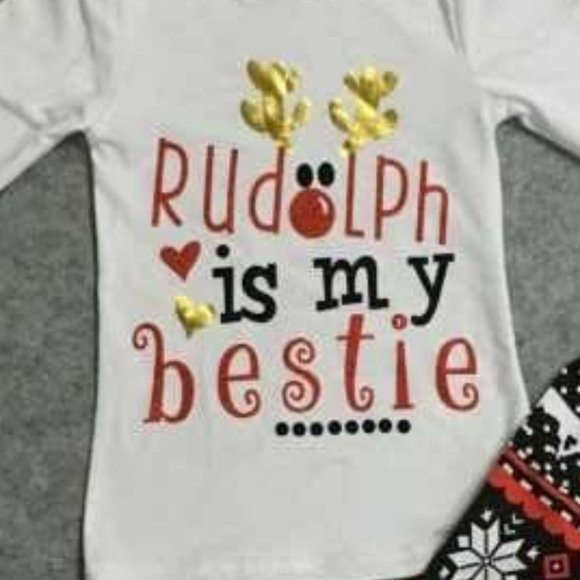 NEW Rudolph is My Bestie Christmas Boutique Outfit - Picture 3 of 4